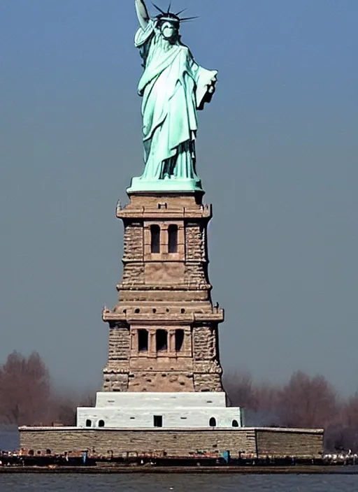 Image similar to the statue of liberty has the face of the devil