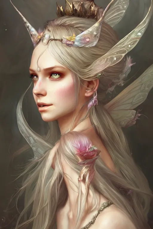 Image similar to fairy princess, highly detailed, d & d, fantasy, highly detailed, digital painting, trending on artstation, concept art, sharp focus, illustration, art by artgerm and greg rutkowski and magali villeneuve