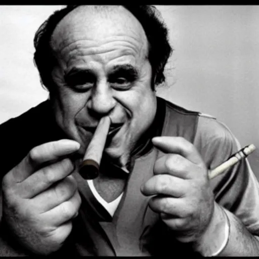 Image similar to Danny Devito smoking a cigar