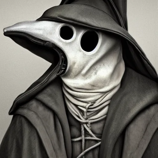 Image similar to plague doctor in his larval form. extremely lush lifelike detail. award - winning digital art by ansel adams, alan lowmax, steichen. surreal scientific photoillustration, artstation, shutterstock polycount contest winner, biomorphic.