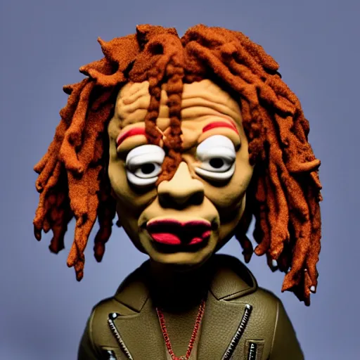 Prompt: trippie redd, made of clay, claymation