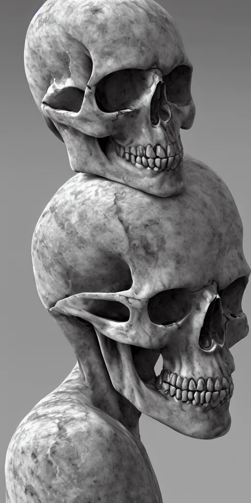 Image similar to melting skull, marble statue, highly detailed, 4 k