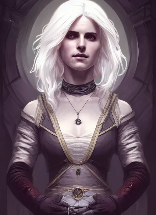 Image similar to symmetry!! portrait of ciri from the witcher, gothic, dark, intricate, elegant, highly detailed, digital painting, artstation, concept art, smooth, sharp focus, illustration, art by artgerm and greg rutkowski and alphonse mucha