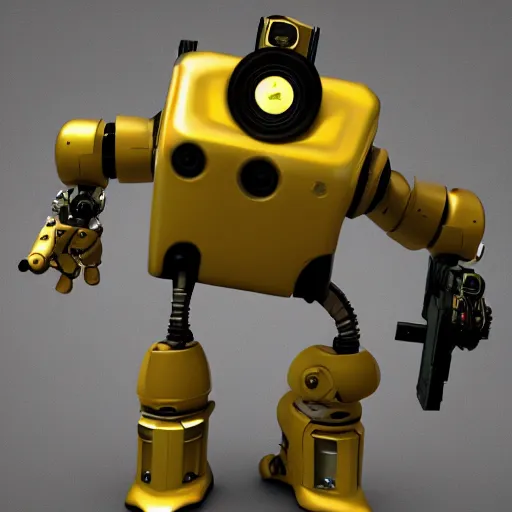 Image similar to a robot with a gun in its mouth, a computer rendering by josetsu, cgsociety, les automatistes, sketchfab, zbrush, rendered in maya