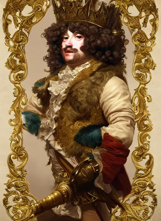 Image similar to teemo as king louis xv, hyper detailed, digital art, trending in artstation, cinematic lighting, studio quality, smooth render, unreal engine 5 rendered, octane rendered, art style by klimt and nixeu and ian sprigger and wlop and krenz cushart