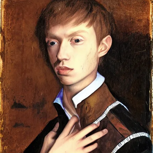 Image similar to Bladee from Drain Gang, portrait, by Diego Velazquez, chiaroscuro