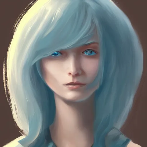 Image similar to portrait of an ice blue - eyed woman, artstation