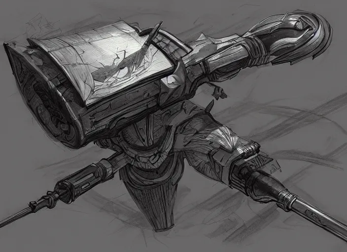 Prompt: device to write on paper, concept art, sci - fi weapon, artstation