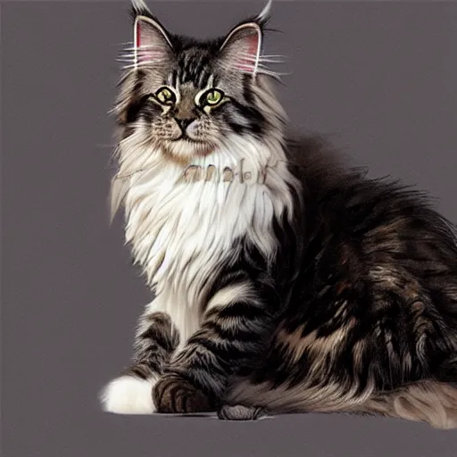 Image similar to maine coon kitty in style of Ruan Jia