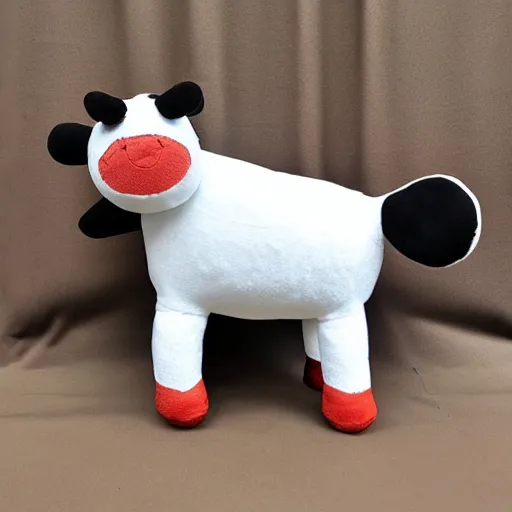 Image similar to squishmallow plush stuffed animal cow with brown spots