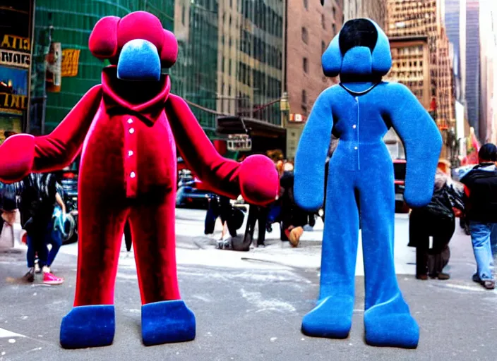 Image similar to Giant velvet and fleece puppet on the streets of New York City
