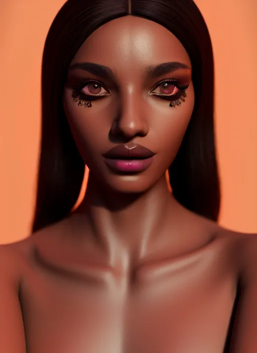 Prompt: beautiful female, attractive facial features, brown skin, haze, model, intricate, symmetrical face, makeup, sephora, maybelline, studio, reflections, cinematic, filmic, vsco, concept art, artstation, elegant, model, gorgeous, vray, flim, octane render, ambient occlusion, prism details