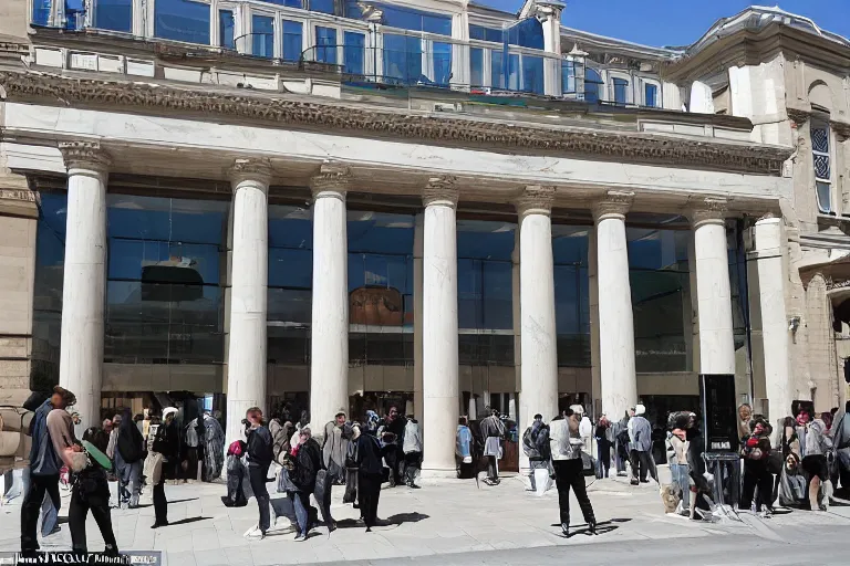 Image similar to apple - store, apple - store, apple - store lived in a palatial manor with gilded marble and doric columns and they decided it wasn't enough like a telephone