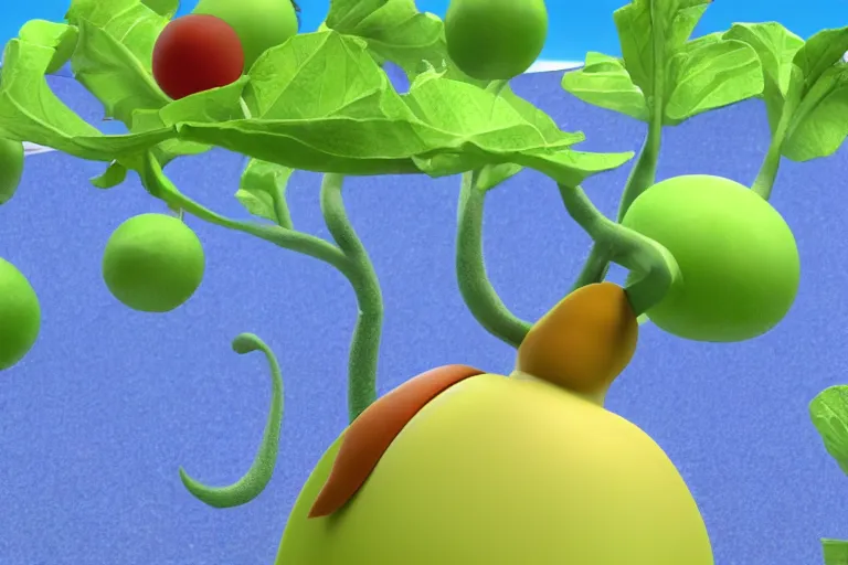 Prompt: veggietales rendered with a modern ray tracing render engine