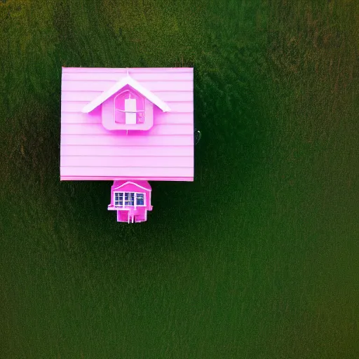 Image similar to a 5 0 mm lens photograph of a cute pink floating modern house, floating in the air between clouds, inspired by the movie up, held up from above by a heart - shaped ballon. mist, playful composition canon, nikon, award winning, photo of the year