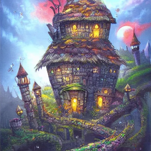 Prompt: beautiful painting of a fantasy rat village