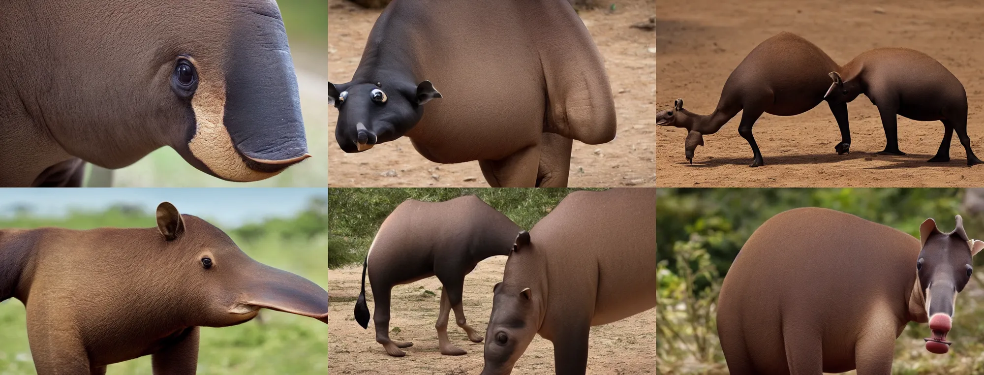 Prompt: closeup of a tapir okapi camel anteater megafauna from 15 mya, still from the BBC Earth documentary (2018)