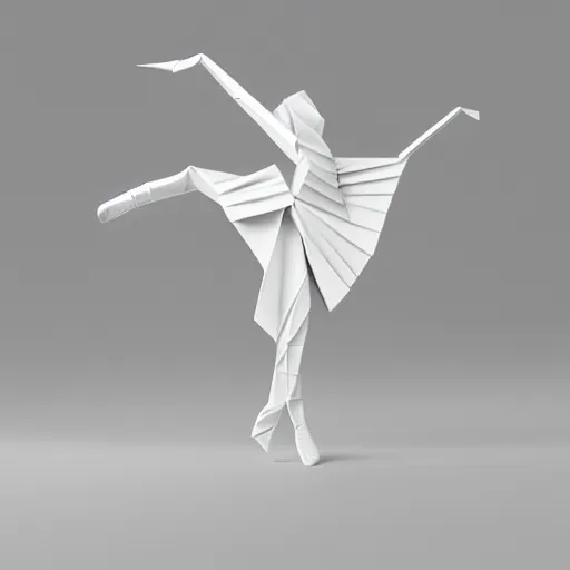 Image similar to origami dancer in white paper, 3 d render, ultra - detailed, on white background, studio shot