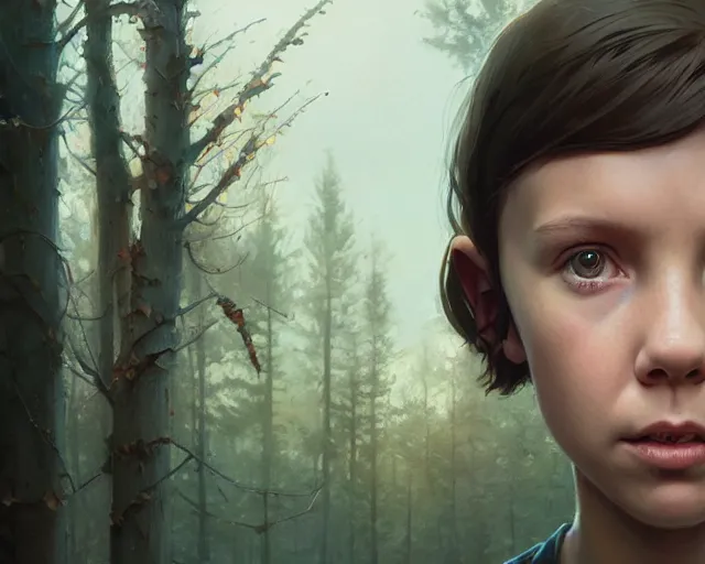 Image similar to highly detailed portrait of a millie bobby brown, in the walking dead, stephen bliss, unreal engine, fantasy art by greg rutkowski, loish, rhads, ferdinand knab, makoto shinkai and lois van baarle, ilya kuvshinov, rossdraws, tom bagshaw, global illumination, radiant light, detailed and intricate environment