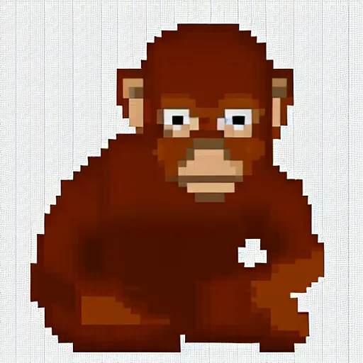 Image similar to pixel art of a baby orangutan