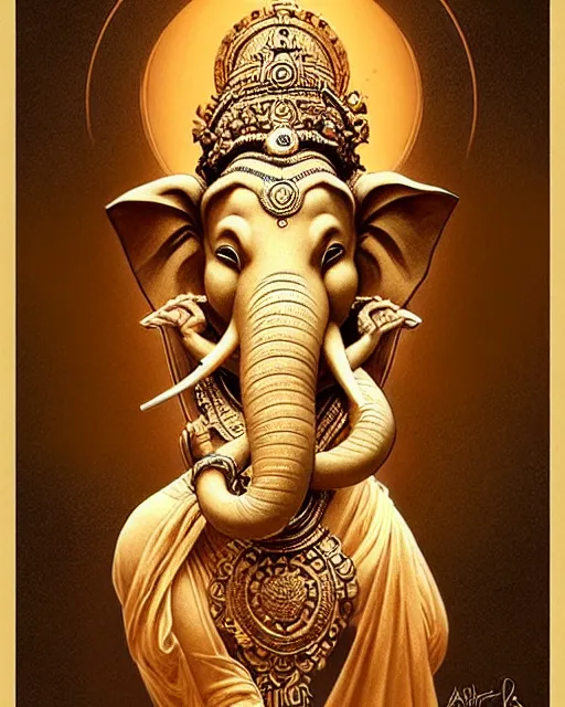 Image similar to amazing lifelike award winning pencil illustration of Ganesha trending on art station artgerm Greg rutkowski alphonse mucha cinematic