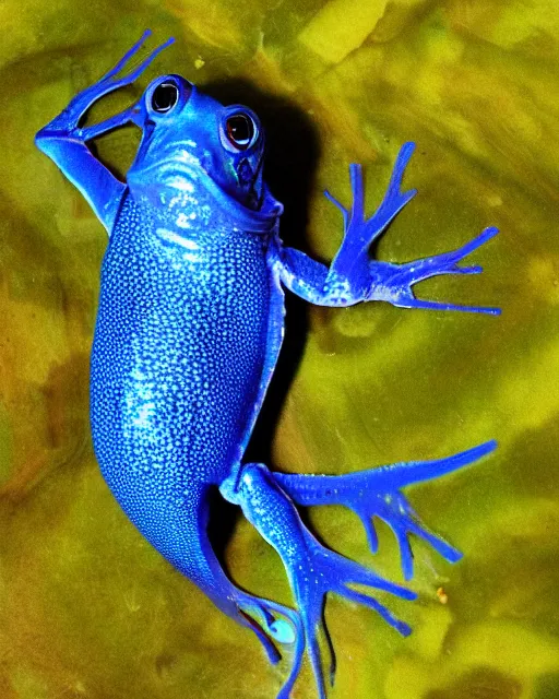 Prompt: blue amphibian fish alien, realistic photography,