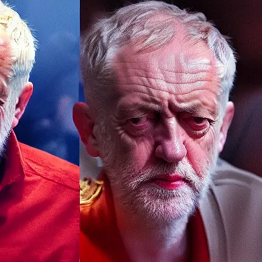 Prompt: Jeremy Corbyn as the King of Jam, epic, photorealistic, vast, incredible detail, sharp, movie still,