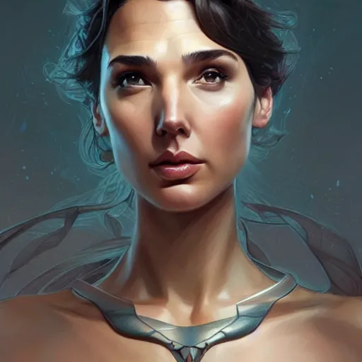 Image similar to beautiful natural Gal Gadot, intricate, elegant, highly detailed, digital painting, artstation, concept art, smooth, sharp focus, illustration, art by artgerm and greg rutkowski and alphonse mucha and loish and WLOP