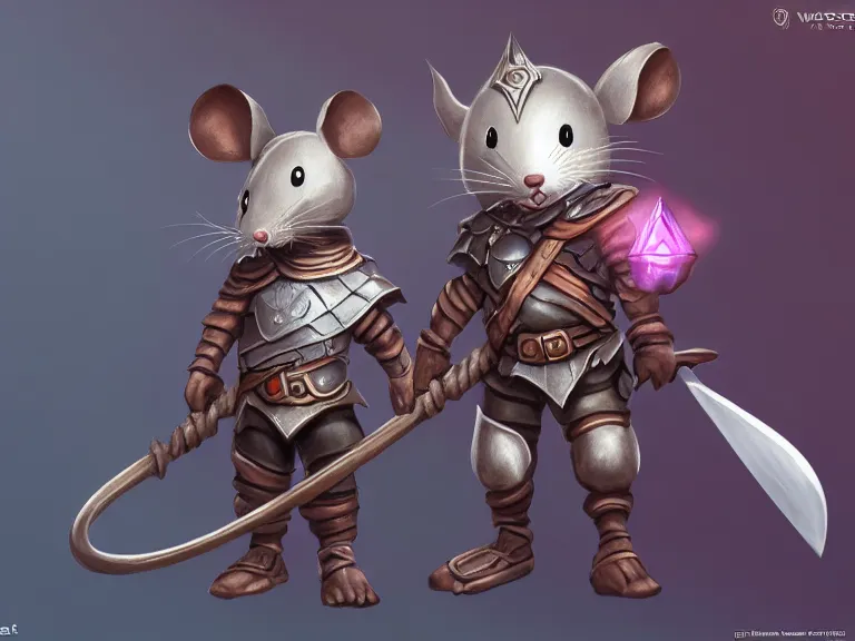 Image similar to warrior mouse with armor and floating crystal, RPG Portrait, trending on Artstation, Pose Study, ultra detailed, award winning