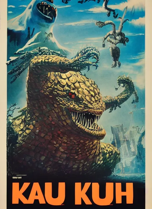 Prompt: Polish posters for kaiju film