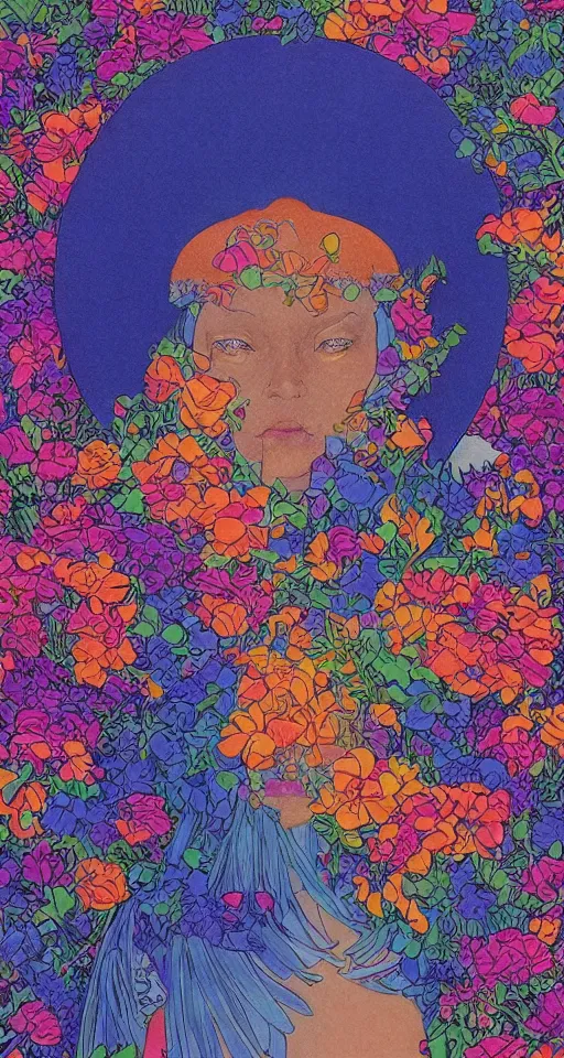 Prompt: beautiful flowers by mœbius, overdetailed art, colorful, record jacket