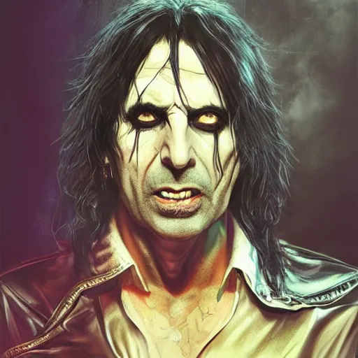 Image similar to portrait of michael mando as alice cooper as dream of the endless, the sandman, made by caravaggio stanley artgerm lau wlop rossdraws artstation cgsociety concept art cgsociety octane render