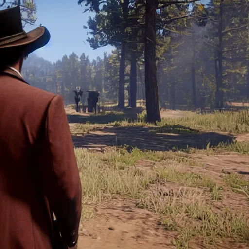 Image similar to a man wearing suit in red dead redemption 2