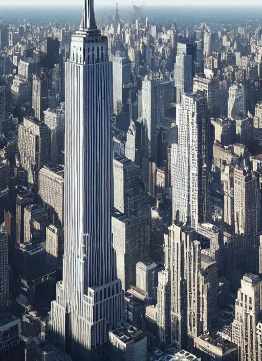 Prompt: the empire state building reimagined by zaha hadid