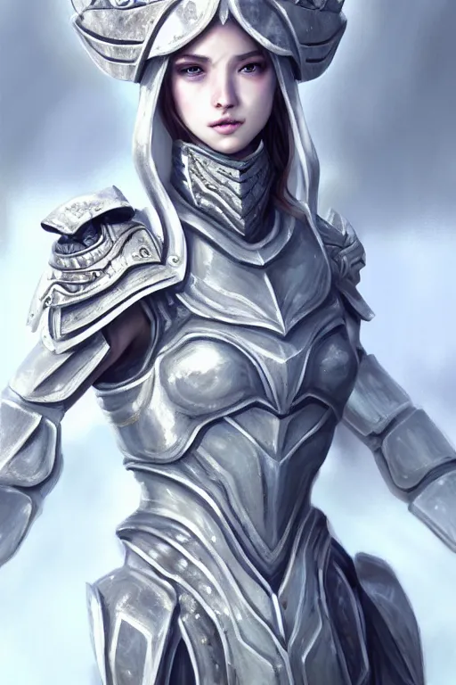 Image similar to studio portrait knights of zodiac girl, matt white ice color armor, in ruined agora of athens sunrise, ssci - fi and fantasy, intricate and very beautiful and elegant,, ultrafine hyperrealistic details, digital painting, artstation, concept art, smooth and sharp focus, illustration, art by ayanamikodon