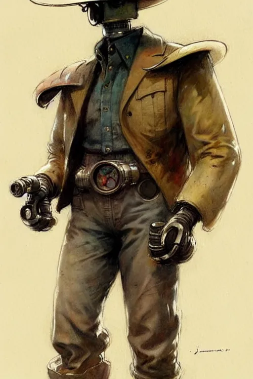 Image similar to ( ( ( ( ( 1 9 5 0 s retro future robot android west world cowboy. muted colors. ) ) ) ) ) by jean - baptiste monge!!!!!!!!!!!!!!!!!!!!!!!!!!!!!!