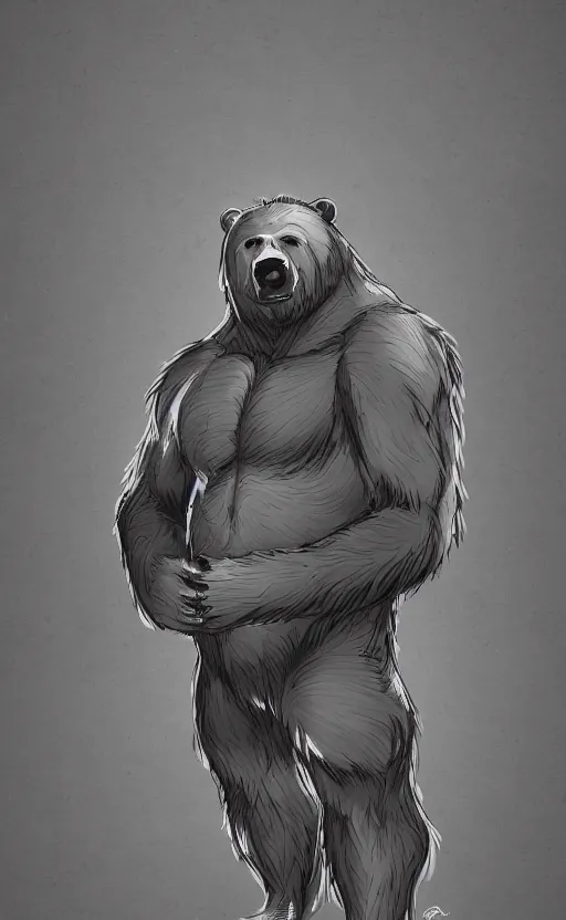 Prompt: portrait of full body bear beast-man wearing a soccer suit, digital art, concept art, highly detailed, sharp focus