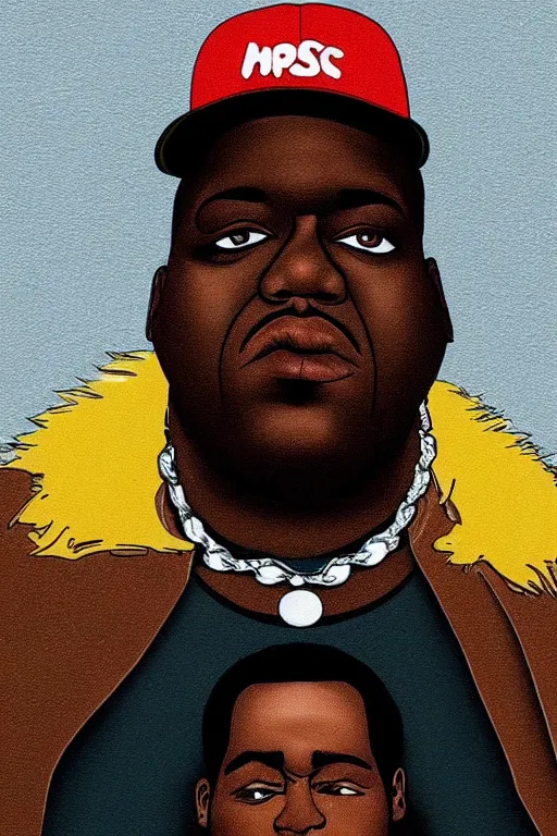 Image similar to notorious big in the art style of the simpsons tv show