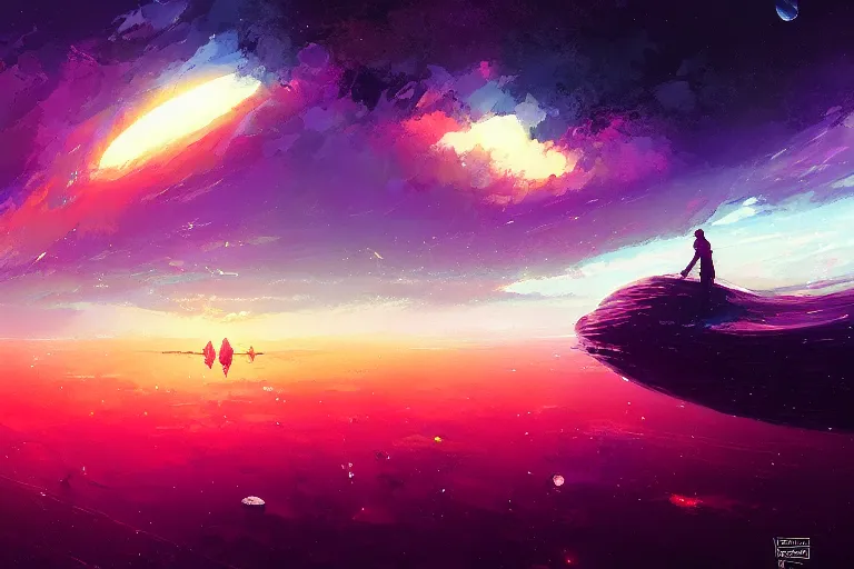 Image similar to eisberg floating in space, by anato finnstark, by alena aenami, by john harris, by ross tran, by wlop, by andreas rocha