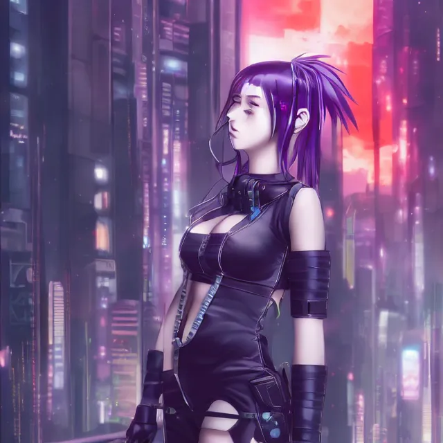 Image similar to - cyberpunk anime girl, 4 k, trending on artstation, renaissance