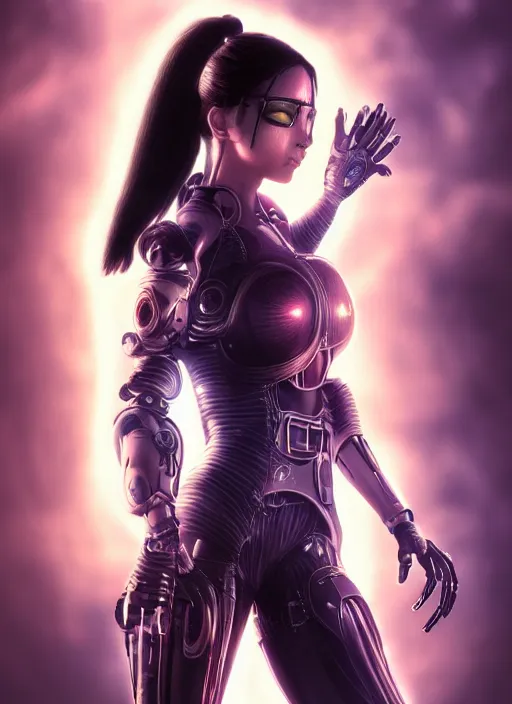 Image similar to Alita Battle Angel, digital painting, cyberpunk, aesthetic, faded, full body portrait, hyper realistic render, 8k