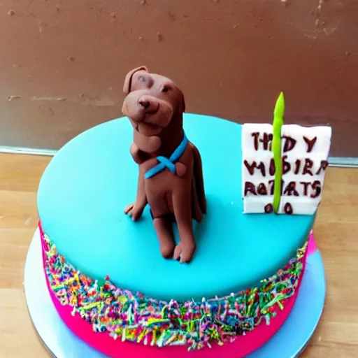 Image similar to chocolate cake dog, pitbull terrier cake, sprinkles