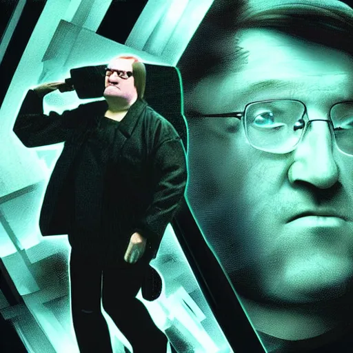 Prompt: gabe newell in the matrix