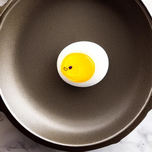 Image similar to an egg in a fry pan looking like a rubber duck