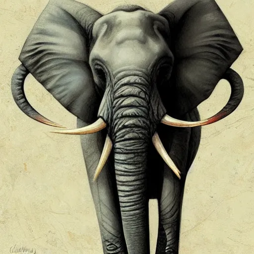 Prompt: a balancing elephant, artwork by charlie bowater