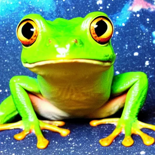 Image similar to a photo of a frog with muscles standing on two feet and lifting planet earth on its hands