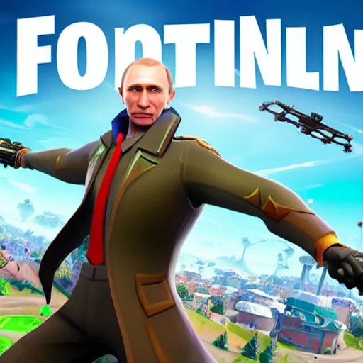 Image similar to vladimir putin as fortnite character, gameplay screenshot