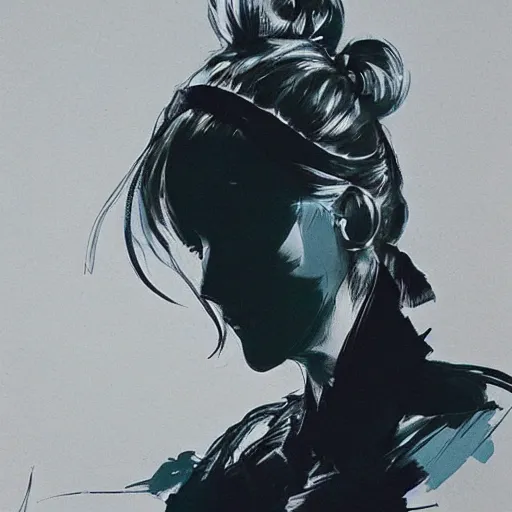 Image similar to regal - looking woman with pigtails, yoji shinkawa