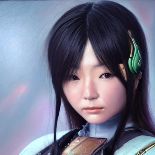 Prompt: perfect, realistic oil painting of close-up japanese young woman wearing leather jacket, in World of Warcraft