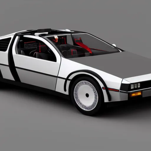 Image similar to a tesla delorean, highly detailed photo, concept car, highly detailed, intricate design, 8 k render